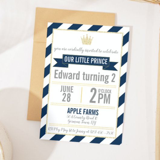 Invitation d'anniversaire de prince de paillettes 