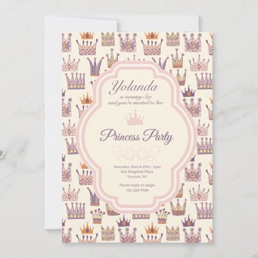 Invitation d'anniversaire de Princes Party (Devant)