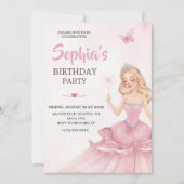 Invitation d'anniversaire de princesse (Devant)