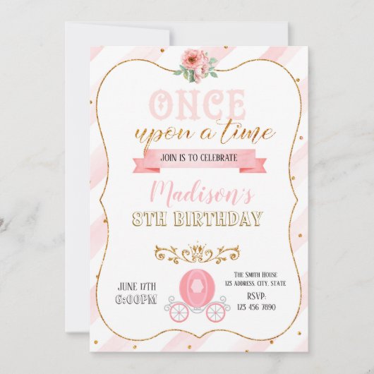 Invitation d'anniversaire de princesse (Devant)
