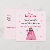 Invitation d'anniversaire de princesse (Devant / Derrière)
