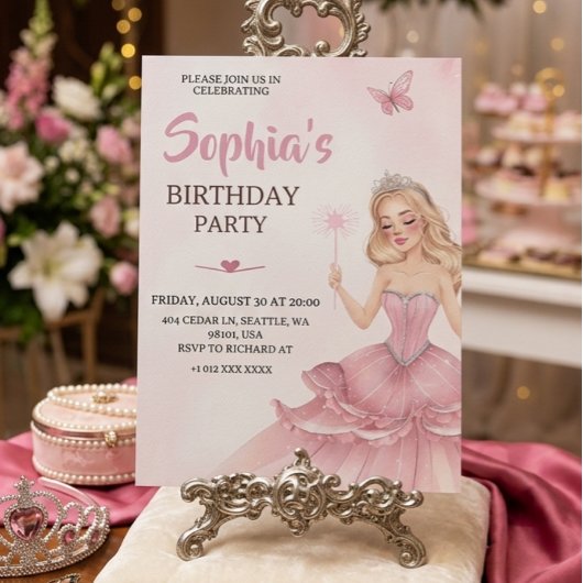 Invitation d'anniversaire de princesse
