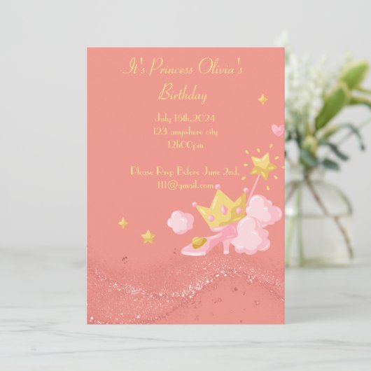 INVITATION D'ANNIVERSAIRE DE PRINCESSE (Debout devant)