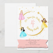 Invitation d'anniversaire de princesse (Devant / Derrière)