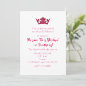 Invitation d'anniversaire de princesse à couronne  (Debout devant)