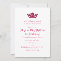 Invitation d'anniversaire de princesse à couronne