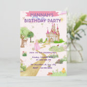 Invitation d'anniversaire de princesse à l'aquarel (Debout devant)