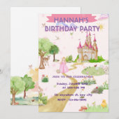 Invitation d'anniversaire de princesse à l'aquarel (Devant / Derrière)