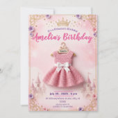 Invitation d'anniversaire de princesse avec robe a (Devant)