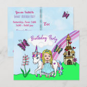 Invitation d'anniversaire de princesse blonde joli (Devant / Derrière)