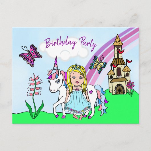 Invitation d'anniversaire de princesse blonde joli (Devant)