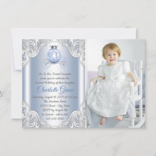Invitation d'anniversaire de princesse Cendrillon (Devant)