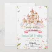 Invitation d'anniversaire de princesse de Château  (Devant / Derrière)