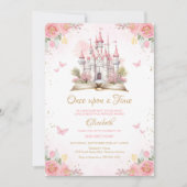Invitation d'anniversaire de princesse de château  (Devant)