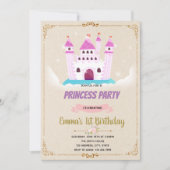 Invitation d'anniversaire de princesse de château  (Devant)