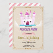 Invitation d'anniversaire de princesse de château  (Devant / Derrière)