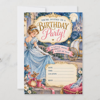 Invitation d'anniversaire de princesse de conte de