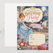 Invitation d'anniversaire de princesse de conte de (Devant / Derrière)