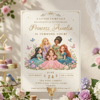 Invitation d'anniversaire de princesse de conte de