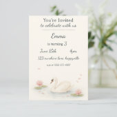 Invitation d'anniversaire de princesse de cygne (Debout devant)