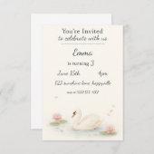 Invitation d'anniversaire de princesse de cygne (Devant / Derrière)