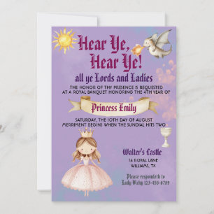 Invitation d'anniversaire de princesse de la Renai