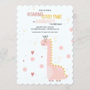 Invitation d'anniversaire de princesse dinosaure