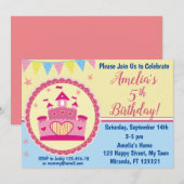 Invitation d'anniversaire de princesse du château (Devant / Derrière)