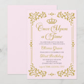 Invitation d'anniversaire de princesse en or Il ét (Devant / Derrière)