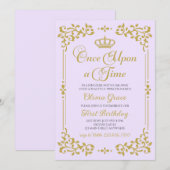 Invitation d'anniversaire de princesse en or Il ét (Devant / Derrière)