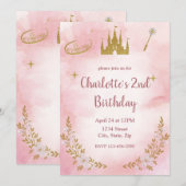 Invitation d'anniversaire de princesse enchantée R (Devant / Derrière)