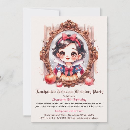 Invitation d'anniversaire de princesse enchantée S (Devant)