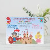 Invitation d'anniversaire de princesse et de frère (Debout devant)