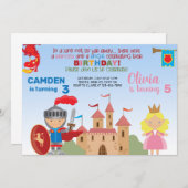 Invitation d'anniversaire de princesse et de frère (Devant / Derrière)