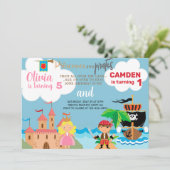 Invitation d'anniversaire de princesse et de frère (Debout devant)