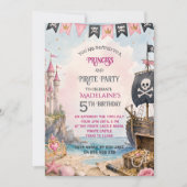 Invitation d'anniversaire de princesse et de pirat (Devant)