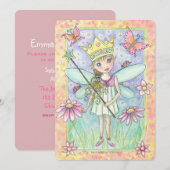 Invitation d'anniversaire de princesse fée pour fi (Devant / Derrière)
