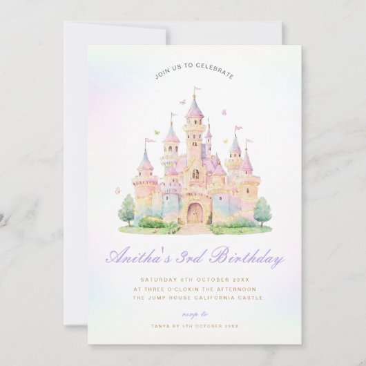 Invitation d'anniversaire de princesse, Fête du Ch (Devant)