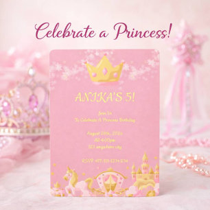 Invitation d'anniversaire de princesse fille au di