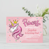 Invitation d'anniversaire de princesse licorne (Debout devant)