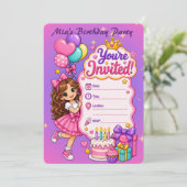 Invitation d'anniversaire de princesse mignonne (Debout devant)