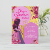 Invitation d'anniversaire de princesse – Nom perso (Debout devant)