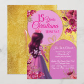 Invitation d'anniversaire de princesse – Nom perso (Devant / Derrière)