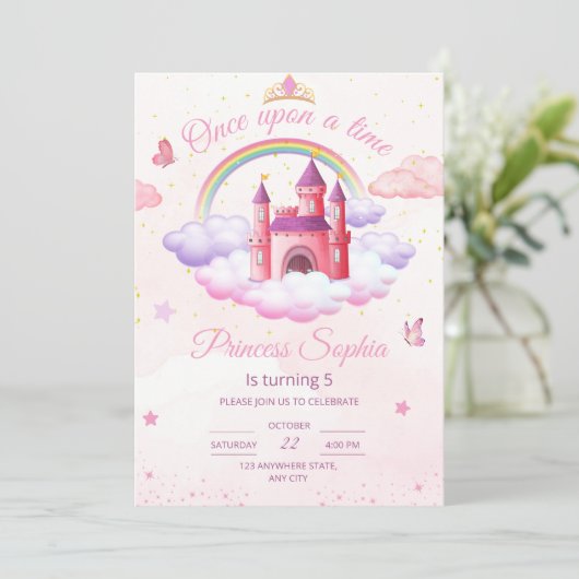 Invitation d'anniversaire de princesse Petites fil (Debout devant)