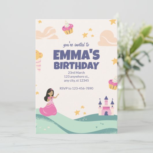 Invitation d'anniversaire de princesse, Princesse (Debout devant)