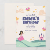 Invitation d'anniversaire de princesse, Princesse (Devant / Derrière)