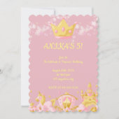 Invitation d'anniversaire de princesse rose (Devant)