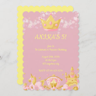 Invitation d'anniversaire de princesse rose
