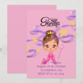 invitation d'anniversaire de princesse rose (Devant / Derrière)