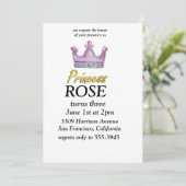 Invitation d'anniversaire de princesse rose et or (Debout devant)